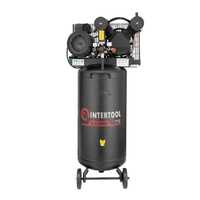Intertool PT-0017 Компрессор 100 л, 3 кВт, 220 В, 10 атм, 500 л/мин, 2 цилиндра