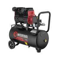 Intertool PT-0026 Компрессор 24 л, 1.1кВт, 220В, 8атм, 160 л/мин, 1400 об/мин, безмасляный, малошумный, 2 цилиндра