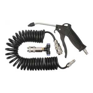 Intertool PT-1508 Набор для продува кабины грузовых авто: пистолет, шланг полиуретановый 5м 8x5мм, тройник на 8мм; на быстроразъемных соединениях