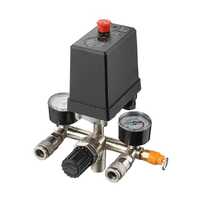 Intertool PT-9097 Пресостат 380В в зборі 10 bar (пресостат, редуктор, 2 манометра, запобіжний клапан, два виходи)